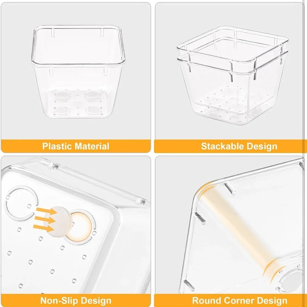 Clear Plastic Storage Bin Set - Multi-Size Organizer